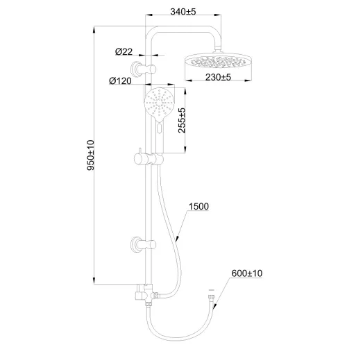 Invena BLACK zuhanyszett, 3 funkciós, fejzuhannyal, fekete, waterplating bevonat