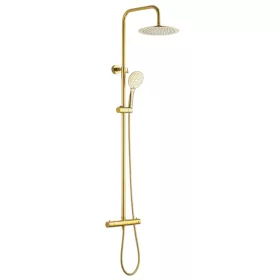   Invena GOLD zuhanyszett, 3 funkciós, fejzuhannyal, termosztátos csapteleppel, arany, PVD bevonat