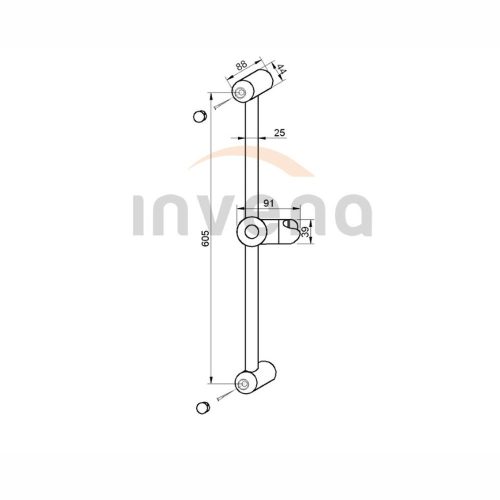 Invena zuhanyrúd, fali, króm