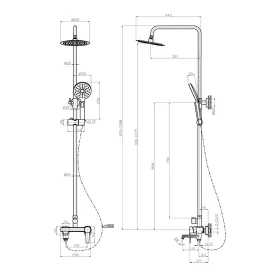   Invena FIRA INVENA TREND zuhanyszett, 3 funkciós, fejzuhannyal, csapteleppel fekete, waterplating