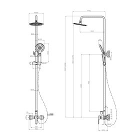   Invena FIRA INVENA TREND zuhanyszett, 3 funkciós, fejzuhannyal, zuhanycsapteleppel fekete, waterplating