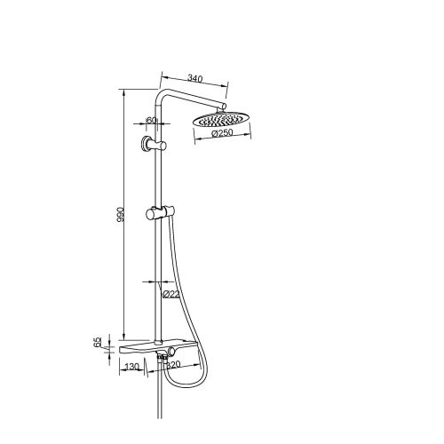 Invena MUSTA BASIC zuhanyszett, 3 funkciós, fejzuhannyal, fekete, waterplating bevonat