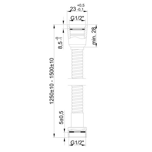 Invena Zuhanycső, erősített, 125 cm, króm