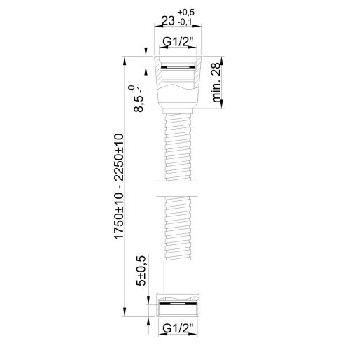 Invena Zuhanycső, erősített, 175 cm, króm
