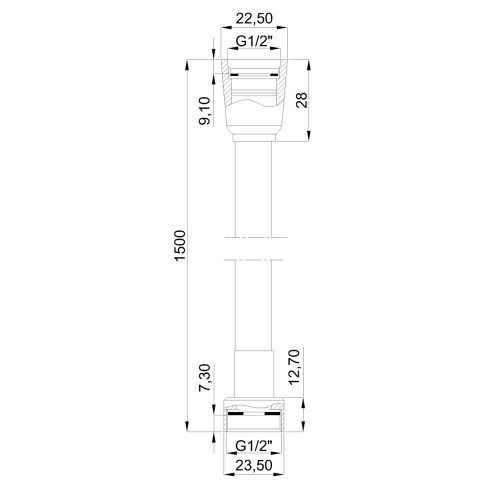 Invena Zuhanycső, 150 cm, PVC/króm-fekete, waterplating bevonat