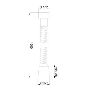   Invena SUPERFLEX Zuhanycső, csavarodásmentes, 150cm, króm-fekete