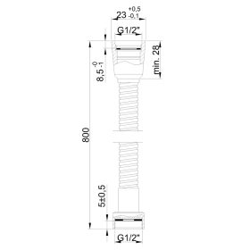 Invena Zuhanycső, erősített, 80 cm, króm