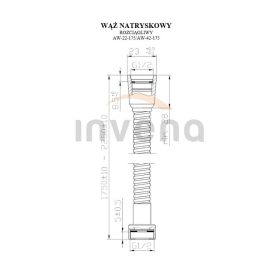Invena Zuhanycső, erősített, 175 cm, króm