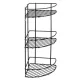 AWD Tripla sarokpolc festett acél huzal FEKETE 22,3x22,3/56cm