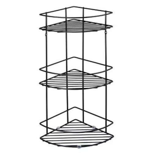 AWD Tripla sarokpolc festett acél huzal FEKETE 22,3x22,3/56cm