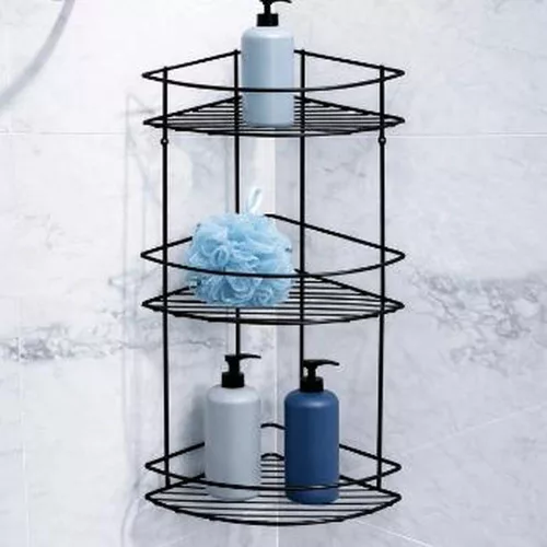 AWD Tripla sarokpolc festett acél huzal FEKETE 22,3x22,3/56cm