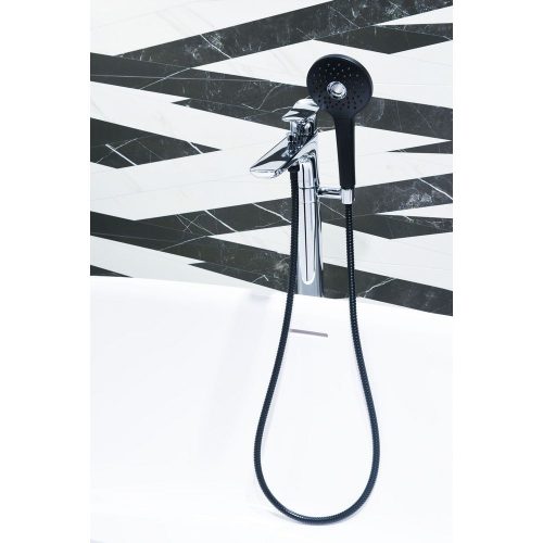 AWD Zuhany gégecső 154cm fekete, rozsdamentes acél, csavarodásmentes (1647)