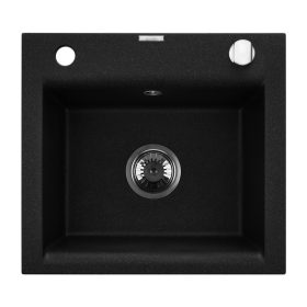   Invena TESALIA gránit mosogató, 1 medencés, csepptálca nélküli, fekete