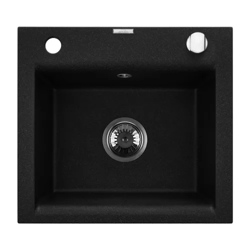 Invena TESALIA gránit mosogató, 1 medencés, csepptálca nélküli, fekete