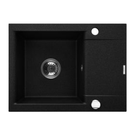   Invena TESALIA gránit mosogató, 1 medencés, rövid csepptálcás, fekete