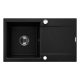 Invena TESALIA gránit mosogató, 1 medencés, hosszú csepptálcás, JOGA PLUS csapteleppel, fekete
