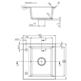   Invena TESALIA gránit mosogató, 1 medencés, csepptálca nélküli, GLAMOUR csapteleppel, fekete-arany