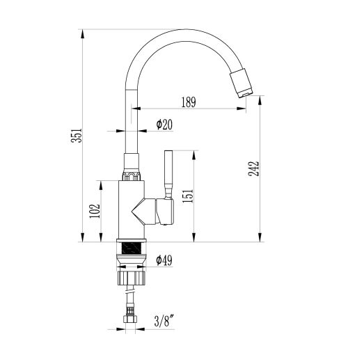 Invena TESALIA gránit mosogató, 1 medencés, csepptálca nélküli, GLAMOUR csapteleppel, fekete-arany