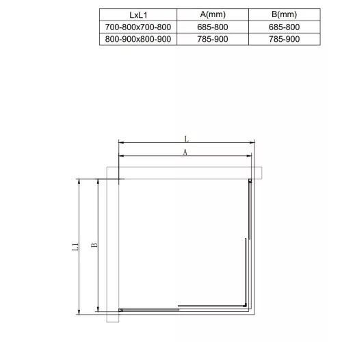 Sanotechnik Sarokkabin szögletes B8090, állítható 80-90x80-90/190cm, fehér keret, átlátszó üveg (5 mm)