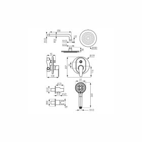 Ferro ALGEO falsík alatti zuhanyrendszer szett BAG7P-SET1-S
