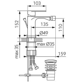   Ferro TALASSA bidécsaptelep leeresztő szeleppel, króm (BAL6)