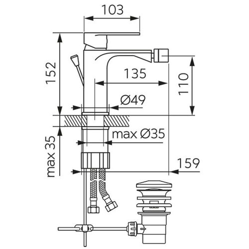 Ferro TALASSA bidécsaptelep leeresztő szeleppel, króm (BAL6)