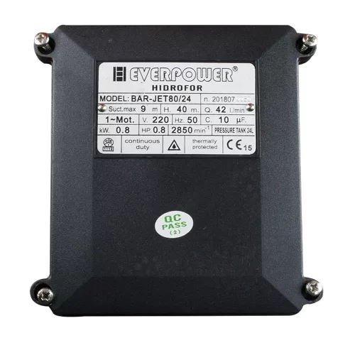 EverPower Házi vízmű, házi vízellátó hidrofor szivattyú 0.8 kW, 24 liter (BAR-JET80/24) 