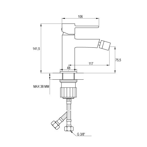 Invena GLAMOUR Bidécsaptelep, fekete, waterplating bevonat