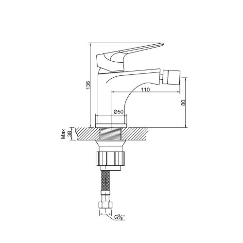 Invena DOKOS Bidécsaptelep, álló, króm