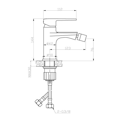 Invena FIRA Bidécsaptelep, álló, fekete, waterplating bevonat