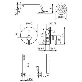   FERRO CIRICULUS zuhanyrendszer falsík alatti, egykaros csapteleppel króm BCK7P-SET1-S