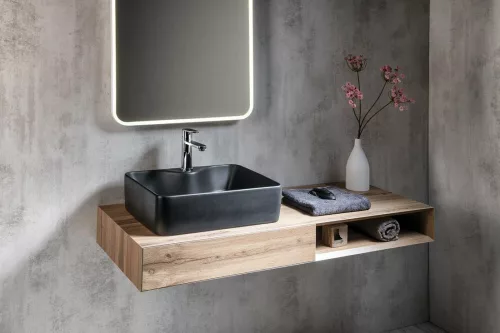Sapho Balena kerámia mosdó ráépíthető fekete 48cm széles BH7013B