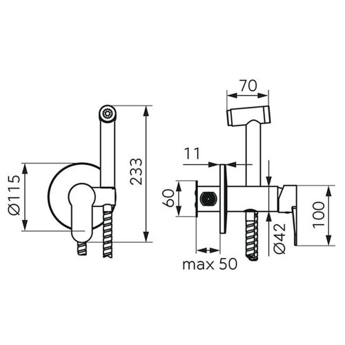 Ferro NOSTRIS bidézuhany falba épített keverő csapteleppel, FEKETE (BNS66PBL)
