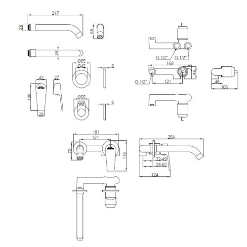 Invena DOKOS falsík alá építhető mosdócsaptelep, fehér