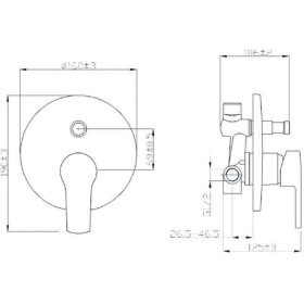   Invena VERSO falsík alá építhető kétfunkciós csaptelep, kerek, króm