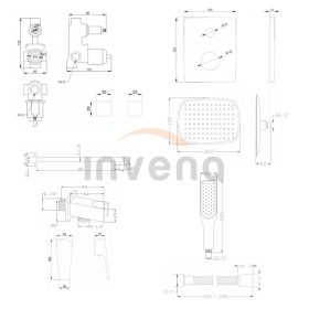 Invena DOKOS falsík alatti zuhanyrendszer szett, fehér
