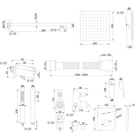 Invena DOKOS falsík alatti zuhanyrendszer szett, króm