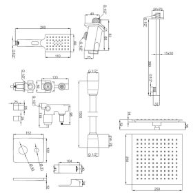 Invena NYKS falsík alatti zuhanyrendszer szett, króm