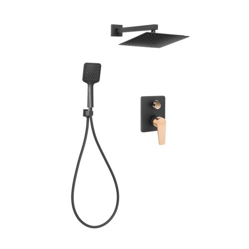 Invena MIDNIGHT INVENA TREND falsík alatti zuhanyrendszer szett, fekete-rózsa arany, PVD/Waterplating