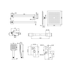   Invena MIDNIGHT INVENA TREND falsík alatti zuhanyrendszer szett, fekete-rózsa arany, PVD/Waterplating