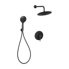   Invena DAFNI kétfunkciós falsík alatti zuhanyrendszer szett kerek kézi zuhannyal, fekete, waterplating