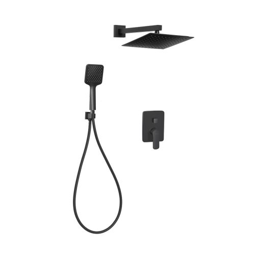 Invena SIROS SQUARE kétfunkciós falsík alatti zuhanyrendszer szett szögletes kézi zuhannyal, FEKETE