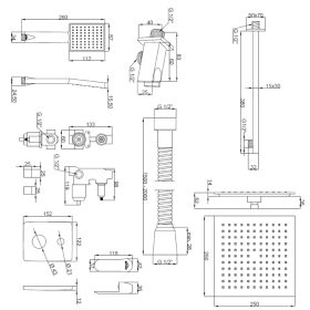 Invena SIROS falsík alatti zuhanyrendszer szett, króm