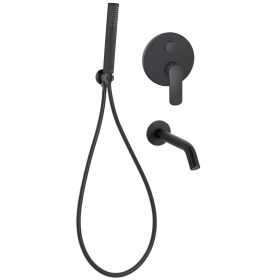   Invena SIROS 2 funkciós kádcsaptelep, falsík alá építhető, kézi zuhannyal, fekete, waterplating b