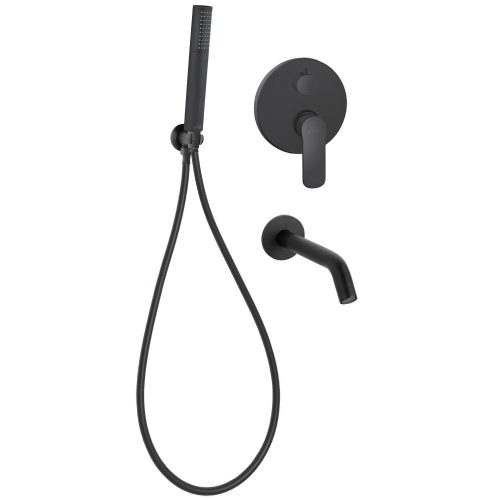 Invena SIROS 2 funkciós kádcsaptelep, falsík alá építhető, kézi zuhannyal, fekete, waterplating b