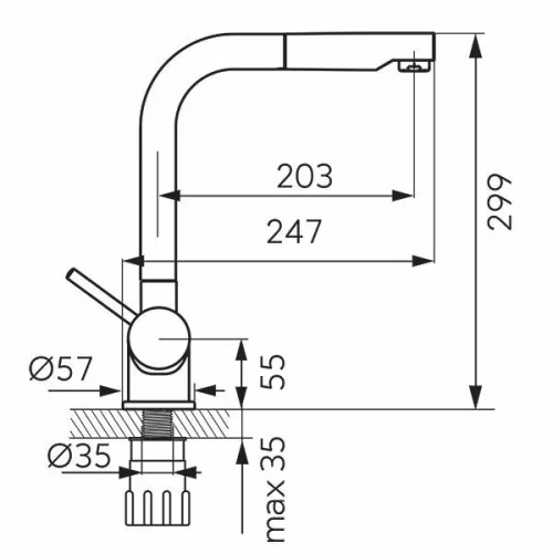 Ferro Toledo konyhai csaptelep kihúzható zuhanyfejjel BTD4PO