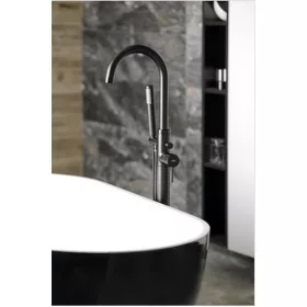   Sapho/Aqualine CETO térben álló kádtöltő csaptelep zuhanyszettel, alaptesttel, matt fekete