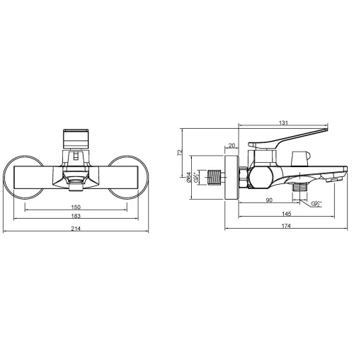 Invena NERI BLACK kádcsaptelep, fali, zuhanyszett nélkül, fekete, waterplating bevonat