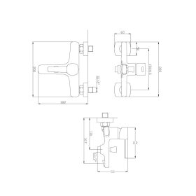   Invena GLAMOUR INVENA TREND kádcsaptelep, fali, zuhanyszett nélkül, króm