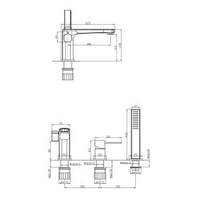   Invena GLAMOUR kádcsaptelep, perembe szerelhető háromlyukú, fekete, waterplating bevonat